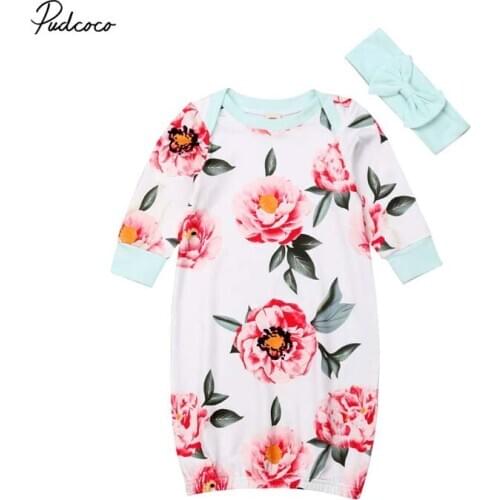 2019 Baby Spring Autumn Bedding Clothing Baby Girls Newborn Swaddle Longsleeve Outfit Floral Romper Blanket Headband 2Pcs Lovely