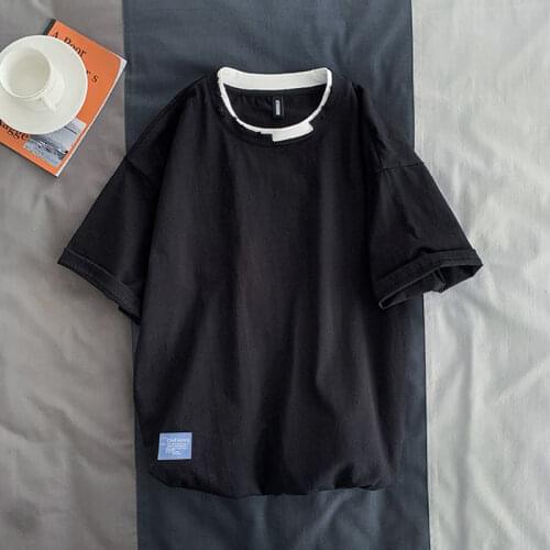 2021Summer Hot Sale High Quality Pure Color Mens T-Shirt Harajuku Oversized Loose Casual Clothes Hip Hop England Style Teen Top