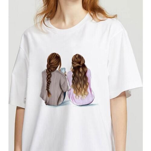 Girlfriends printing summer casual simple t-shirt short-sleeved t-shirt cartoon Harajuku t-shirt ladies t-shirt