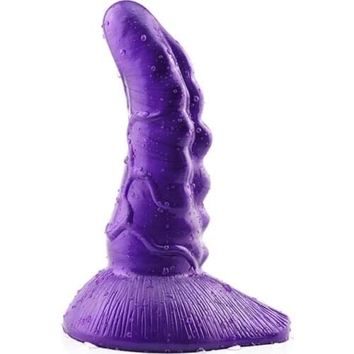Curved Silicone Big Anal Plug Jagged Purple Butt Plug with Suction Cup Vagina Stimulator Anal Expander Sex Toys for Men Women