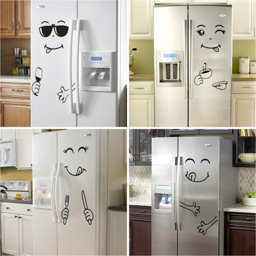 Kitchen sticker Yummy Happy Face Kitchen Refrigerator Vinyl mural Cute Creative Sticker Art Wall decal Refrigerator Decor