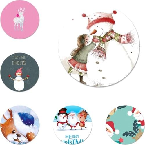 58mm happy New Year merry Christmas Icons Pins Badge Decoration Brooches Metal Badges For Backpack Decoration