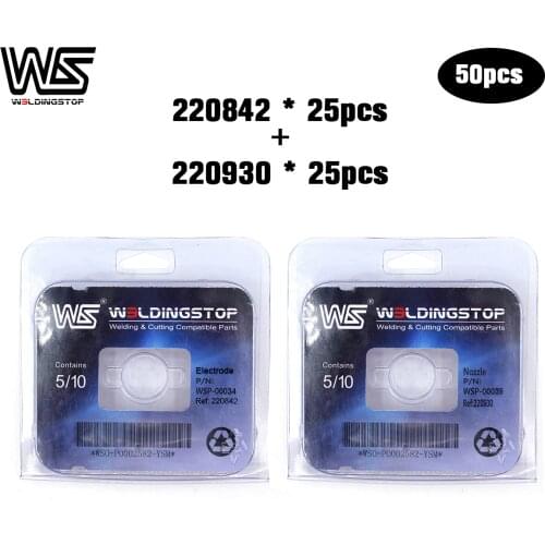 WS 220930 nozzle tip 25pcs 220842 electrode 25pcs plasma cutter Cutting torch consumable kits Free Shipping PKG/50