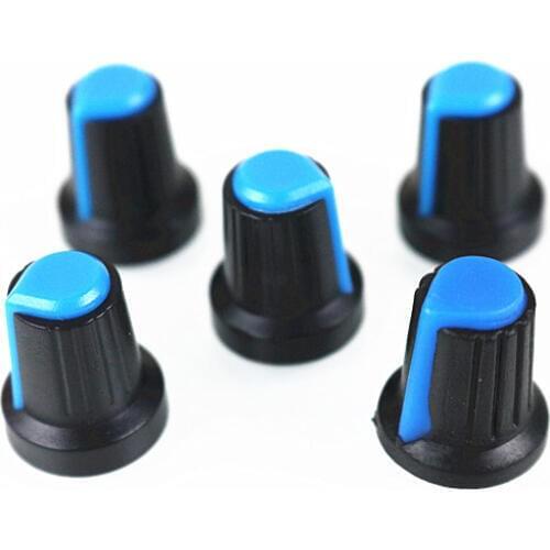 Newest !! 10 Pcs 15-17mm Shaft Hole Dia Plastic Threaded Knurled Potentiometer Blue Knobs Caps