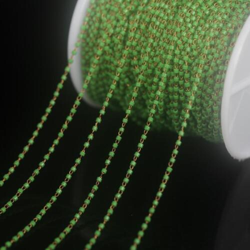 NEW! Green Small Glass Beaded Brass Wire Wrapped Rosary Chain,Miyuki Delica Japanese seed beads Link Chains Necklace Jewelry