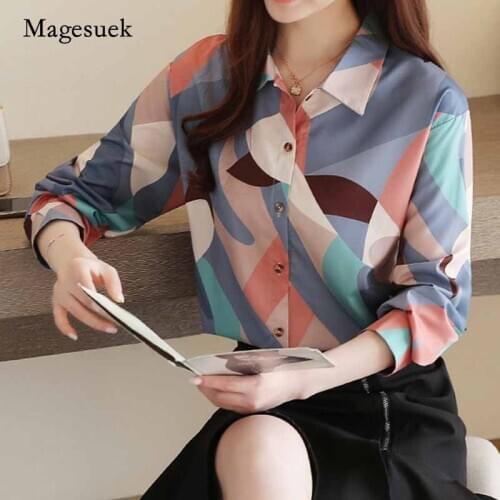 2020 Autumn Print Shirt Loose Ladies Top Korean Fashion Harajuku Shirts Women Blusas Womens Tops and Blouses Mujer De Moda 10745