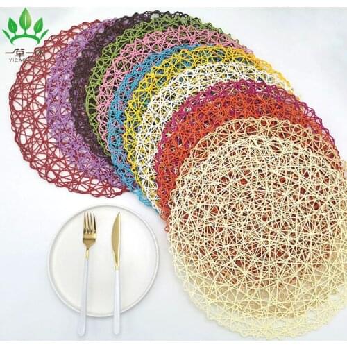Pastoral Style Paper Rope Placemat Coaster Insulation Pad Handmade DIY Rattan Corridor Ornaments Kindergarten Classroom Decor