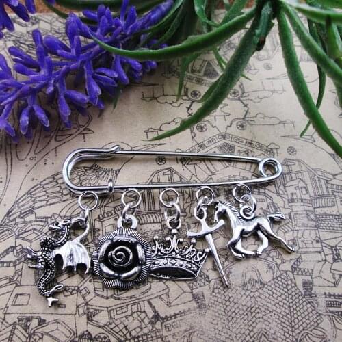 He is the dragon He is my lover Movie Theme Silver Plated Charm Brooch Gift Birthday