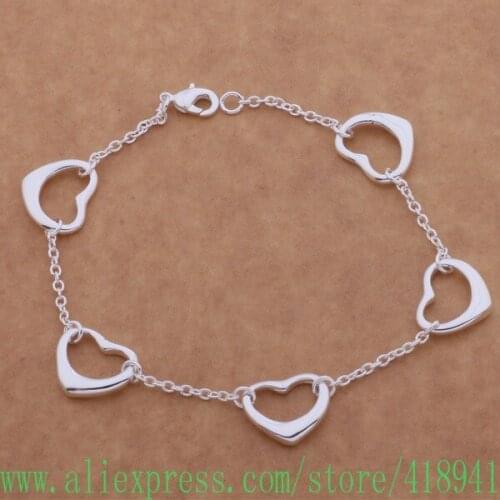 Silver Plated bracelet, Silver Plated fashion jewelry Five heart /eaxamsea bbzajtga AH126