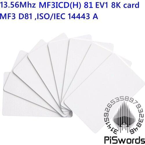 13.56Mhz NFC RFID blank card MF3ICD(H) 81 EV1 8K M3 IC D81 ISO14443A pvc blank card