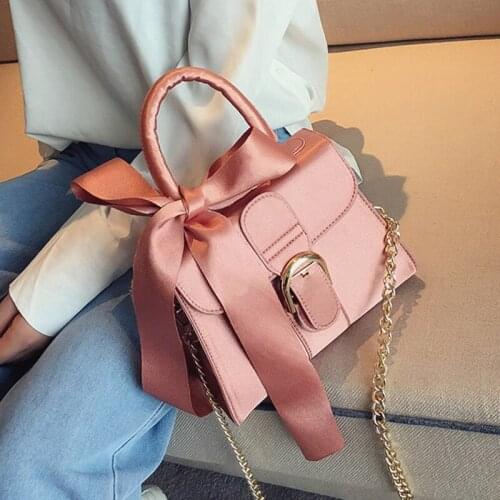 Luxury Bowknot Messenger Bag Women Chains Flap Bag Ladies Fashion Small Solid Color Shoulder Bags Female Designer Black Handbags