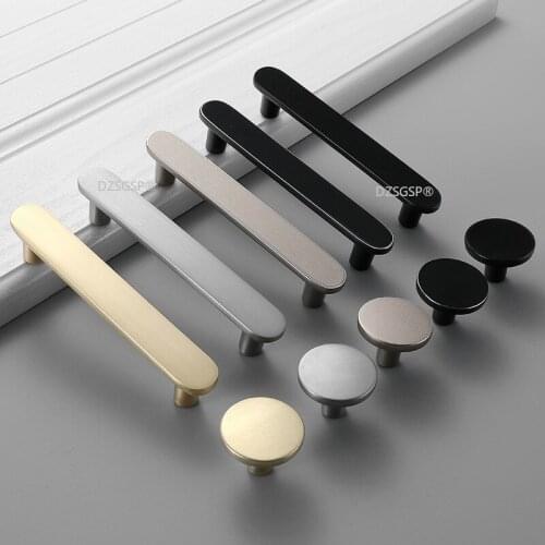 Door Closet Handle Decorative Cupboard Drawer Hardware T Bar Silver Black Golden Kitchen Cabinet Knob Zinc Alloy