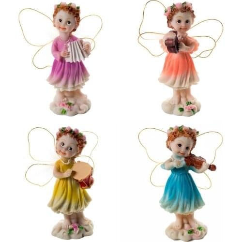 4pcs Fairy Garden Fairies Accessories Miniature Musical Fairies Figurines Kit Micro Landscape Outdoor Bonsai Dollhouse