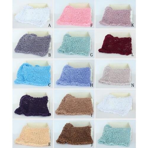 Newborn Knitted Blanket Photography Props Crochet Posing Basket Filler Blanket Photo Shoot Handmade Baby Blanket Props