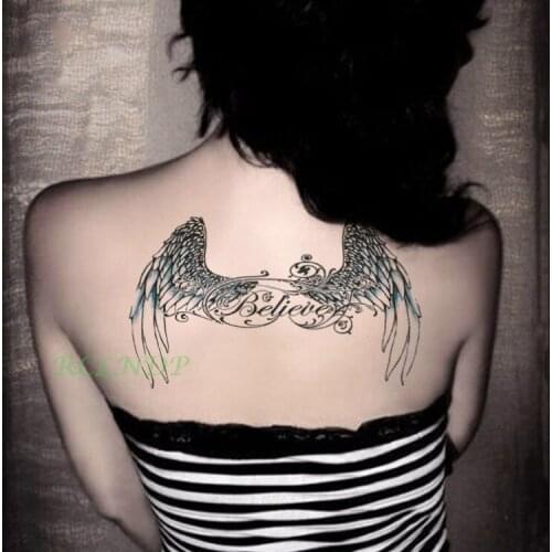 Waterproof Temporary Tattoo Sticker wings of angel letter myth tatto for girls back breast flash tatoo fake tattoo women