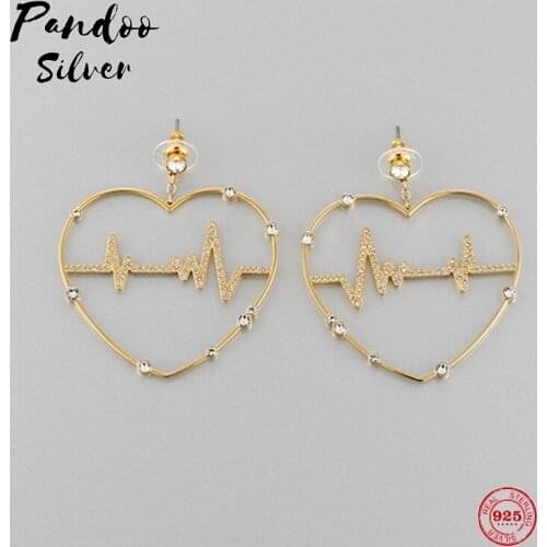 Fashion Charm Sterling Silver Original 1:1 Copy, Heartbeat Pattern Romantic Love Fashion Earrings Women Luxury Jewelry Gifts