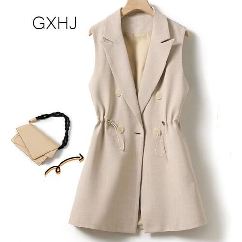 Ladies suit vest solid color 2021 new spring and autumn wear professional double-breasted waistcoat sleeveless jacket LHJ112
