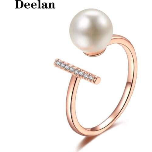 DEELAN mermaid tears imitation pearl rings for women jewelry Girls crystal adjustable engagement ring Valentines Day jewellery