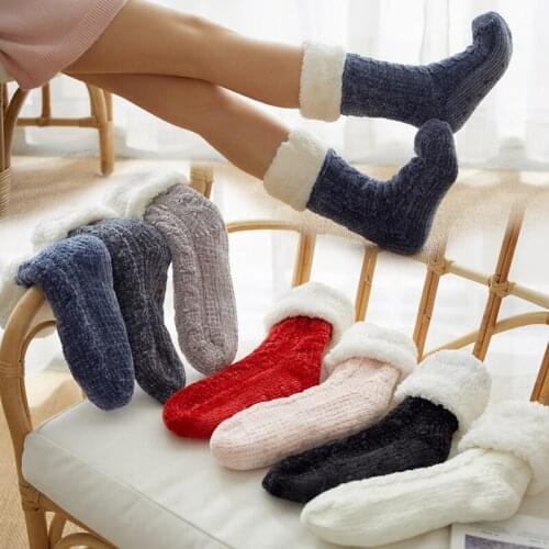Winter Super Warm Thicken Velvet Floor Socks High Quality Soft Anti-Slip Sleeping Socks Women Grils Cute Fluffy Christmas Socks
