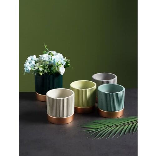 1pc Living Room Creative Ceramic Cement Flower Pot Succulent Decoration Desktop Mini Flowerpot Home Decor