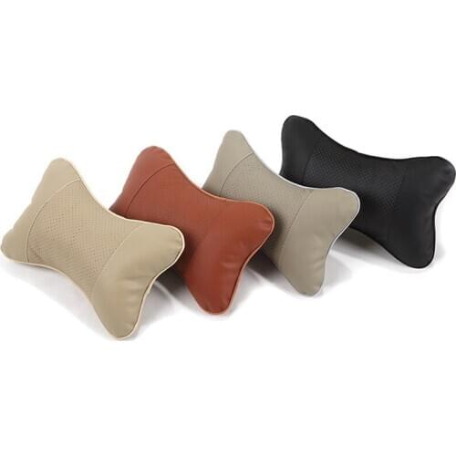 1pc Universal Car Neck Pillows PU Leather Breathable Mesh Auto Car Neck Rest Headrest Cushion Pillow Car Interior Accessories