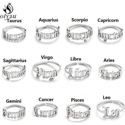 12 Constellation Rings for Women Punk Scorpio Leo Libra Virgo Gemini Aries Zodiac Knuckle Ring Horoscope Jewelry Friendship Gift
