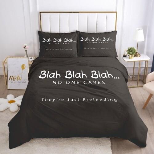 3D Bedding Set Black Letter Double Duvet Cover Set 2-3PCS Quilt Case Pillowcases Nordic Bedclothes Customize any size design