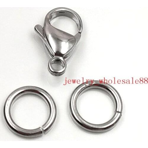 9mm-19MM Stainless Steel Lobster Clasp pkg. of 10 & 20 Jump Ring / 316L Stainless steel jewelry DIY FINDING