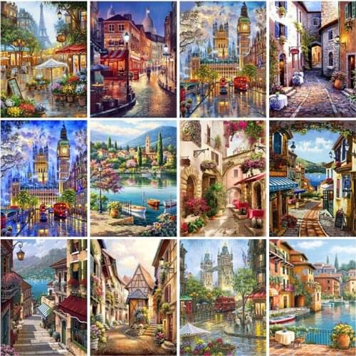 DIY Street 5D Diamond Painting Full Round/Square Rhinestone Mosaic Romantic Embroidery Cross Stitch Wall Best Art Home Decor
