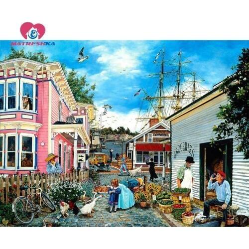 Diamond embroidery landscape street 5D diamond mosaic Pictures of rhinestones 5d diy diamond painting embroidery kits for home