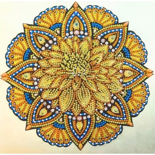 DIY 5D Gold Mandala Flower Special Shape Rhinestone Diamond Painting 30 x 30 cm