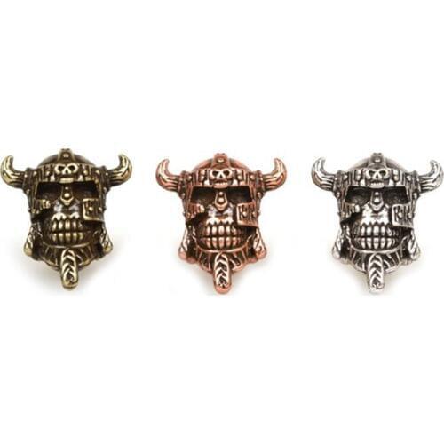 Antique Viking Pirate Skull Bead fit for Paracord Bracelet Keychain Charms Hand Chain Necklace