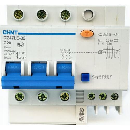 CHINT DZ47LE-32 3P 30mA C6A 10A 16A 20A 25A 32A Residual current Circuit breaker RCBO