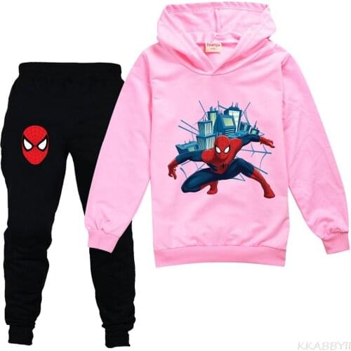 Spiderman Kids Clothes Toddler Boys Cartoon Outfits Baby Girls Spring Autumn Suits 2-16Years Children Clothing Hoodie+Pants