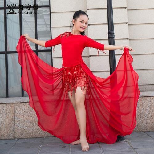 Dance Wing Childrens Belly Dance Skirt Practice Suit 2018 New Autumn and Winter Tassel Skirt Practice Suite RT303