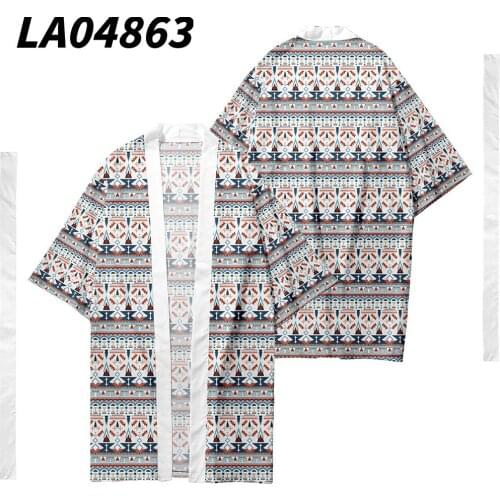 Simian Elements Printed Long Style Kimono Cardigan Men Japanese Traditional Casual Loose Asian Clothes Harajuku