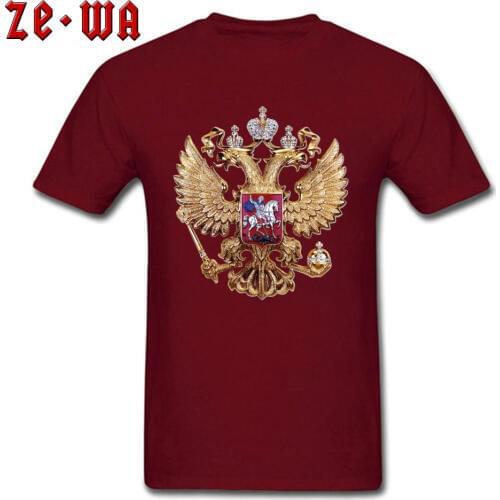 Punk Style T-shirt Men Classic Red T Shirt 100% Cotton Tshirt Russian Coat Of Arms 3D Printed Cool Clothes O Neck Tops & Tees
