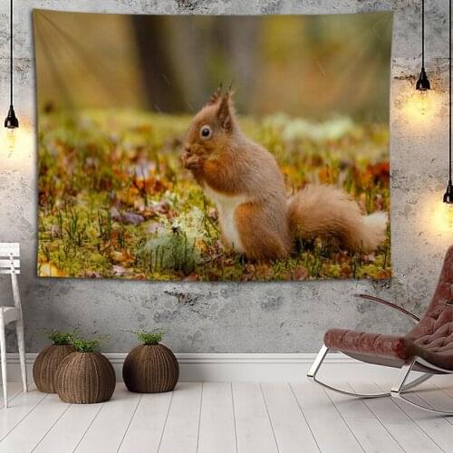 Hot Sale Custom High Quality Squirrel Wall Hanging HD Landscape 3D Printing Digital Printing Home Decoration Tapestry