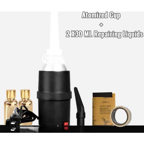 110-220V Car Headlight Refurbished Tool Electrolytic Atomized Cup Evaporating Cup with 2 X30 ML Repairing Liquids
