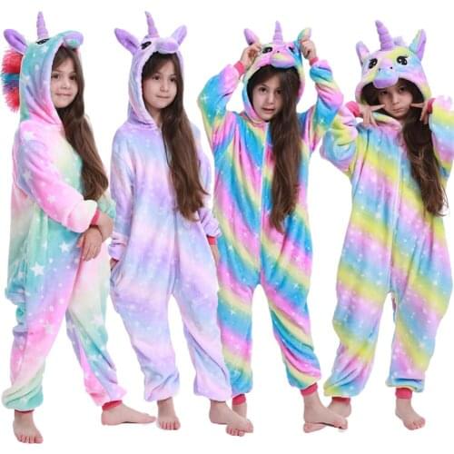 Kigurumi Flannel Kigurumi Pijamas for 4 6 8 10 12Years Children Pijamas Boys Pokemen Animal Unicorn Pijamas Pajamas for Kids