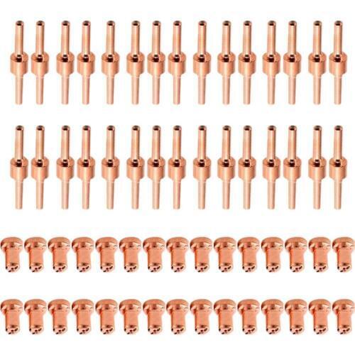 100Pcs Red Copper Extended Long Plasma Cutter Tip Electrodes Nozzles Kit Consumable For Pt31 Lg40 40A Cutting Welder Torch