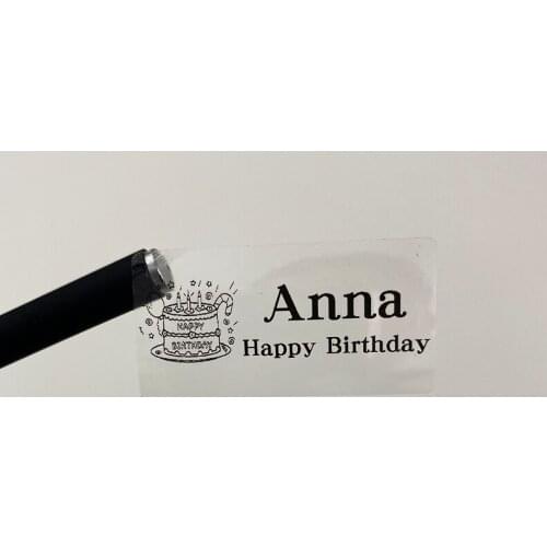 30pcs 50x25mm Transparent name Sticker happy birthday jaar Custom Stickers Waterproof Personalized Label logo nails kids gift