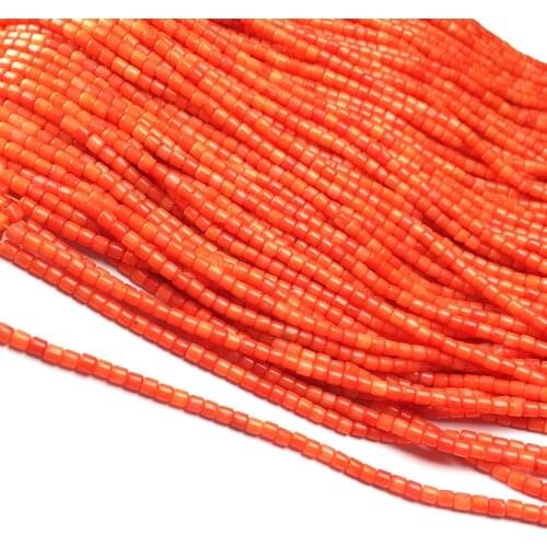 Natural Coral Beads Cylindrical Shape Loose Coral Beads for Making DIY Jewelry Necklace Bracelet Accessories Size 3x3mm
