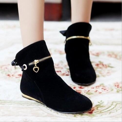 New Womens Boots Flat Low Hidden Wedges Classic Boots Ladies Dress Casual Shoes Candy-colored womens flat shoes winter boots