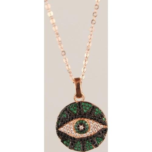 2021 New design bohemia boho women jewelry Lucky turkish evil eye pendant Green black white cz eye necklace