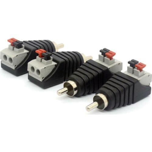 BEST Speaker Phono RCA Male Plug To AV 2 Screw Terminal Female Audio Video Balun