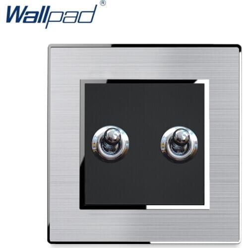 2 Gang 2 Way Toggle Light Switch New Arrival Stainless Steel Panel With Silver Border Wallpad Wall Switch 16A AC110-250V