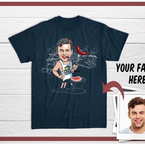 Personalized BBQ King T shirt Personalized T shirt With Photo Customize Shirt For Him Birthday Present Multiple
