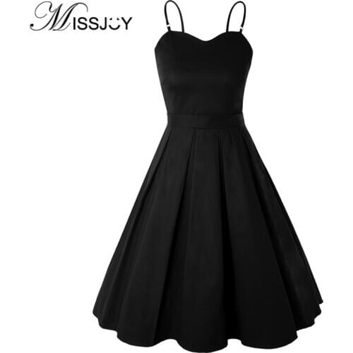 MISSJOY 2019 Summer Little Black Dress kawaii vestidos Bandage Elegant Women Sexy Spaghetti Strap Vintage 4XL Sukienki vestiti