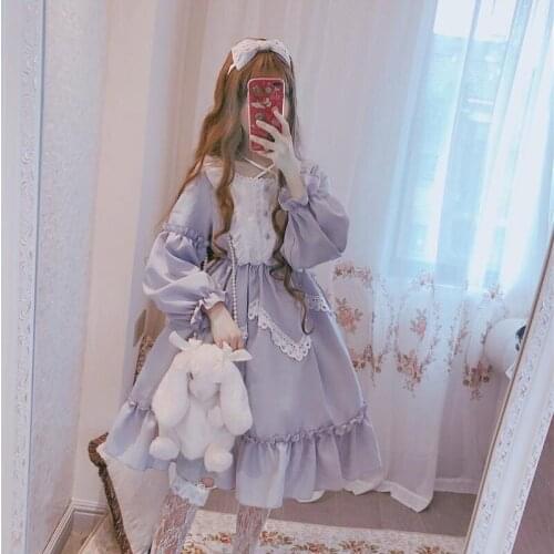 Lolita Dress Japanese School Student Lovely Clothing Goth Clothes Women Punk Gothic Lace Kawaii Party Princess Dresses